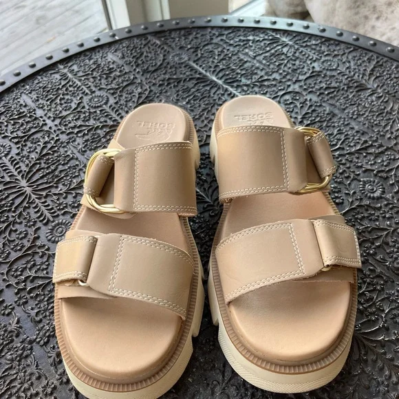 SOREL REIN CB SLIDE SANDALS IN HONEST BEIGE 7 - Picture 9 of 11